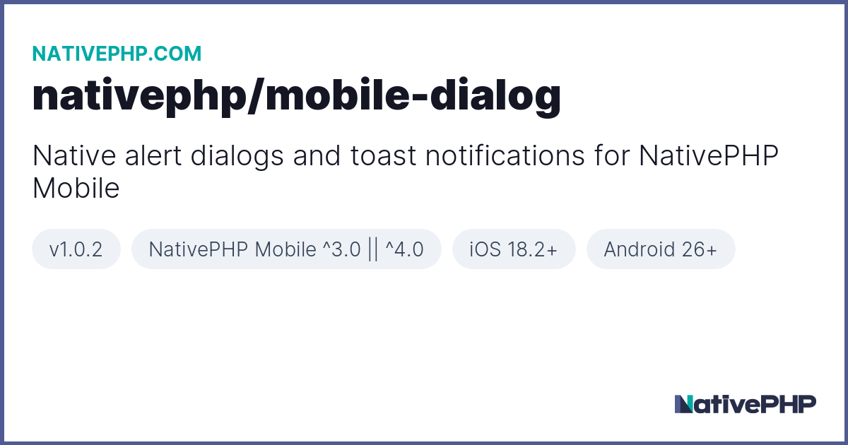 Native Android Dialog nativephp/mobile-dialog - Plugin - NativePHP