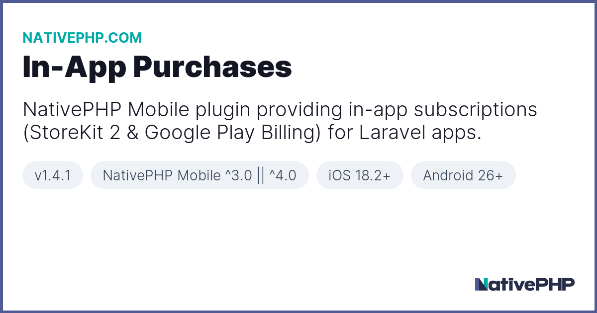 In-App Purchases - Plugin - NativePHP