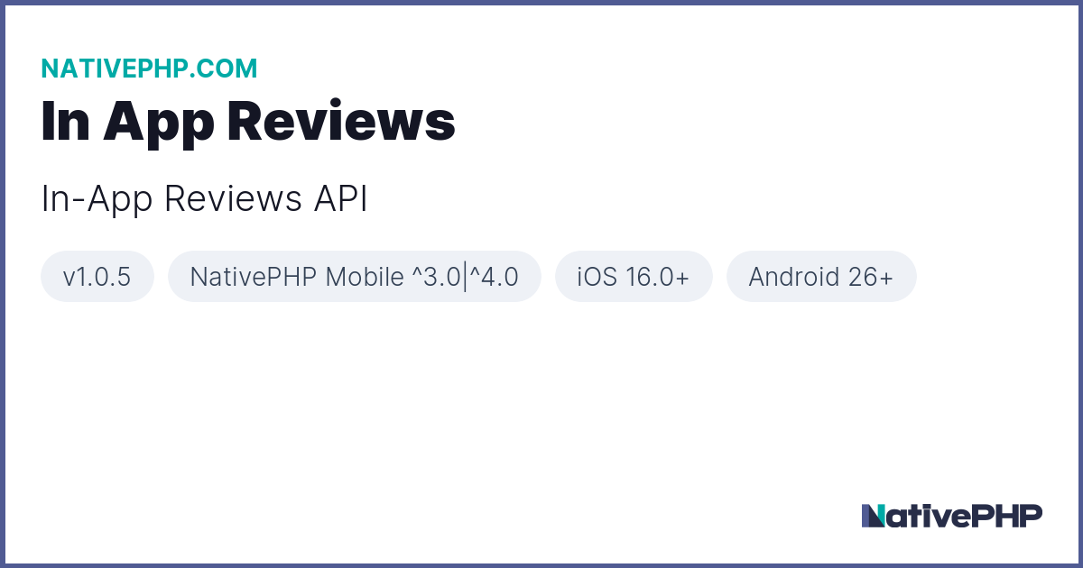 In App Reviews - Plugin - NativePHP