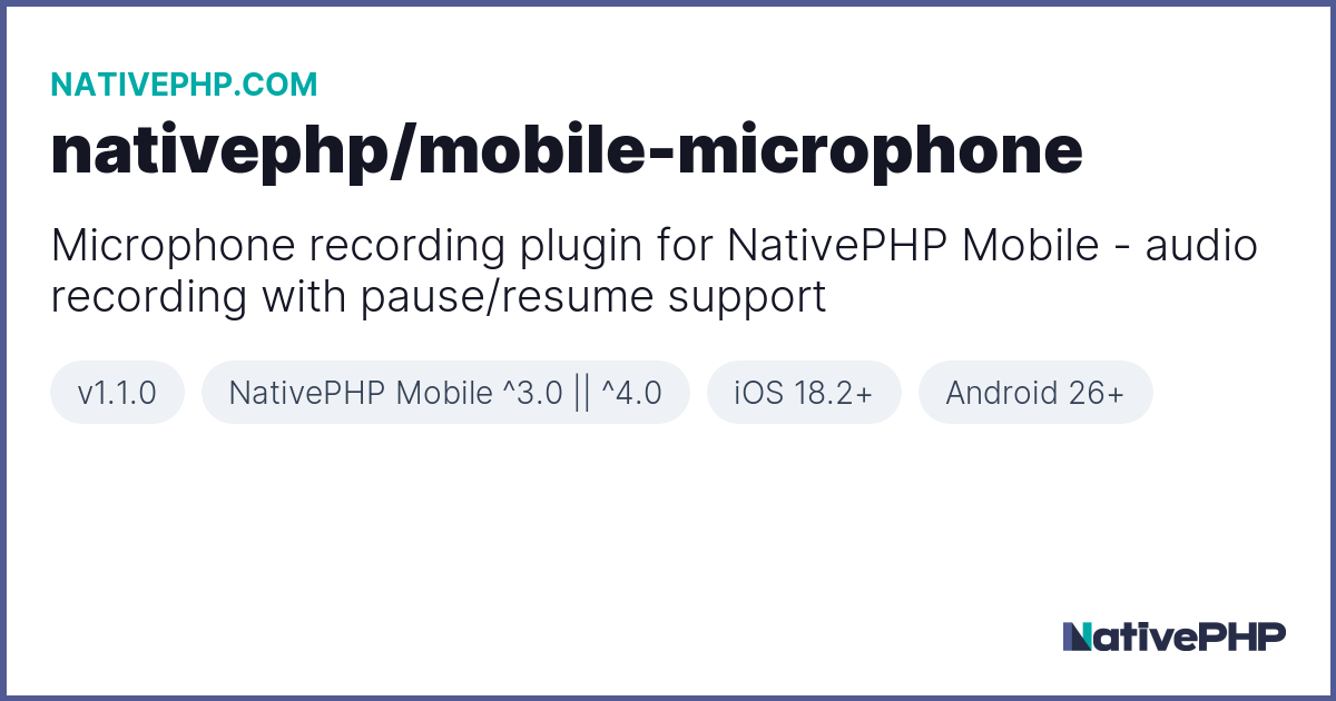 nativephp/mobile-microphone - Plugin - NativePHP