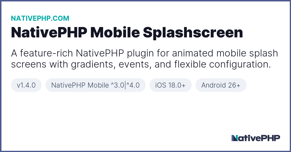 NativePHP Mobile Splashscreen - Plugin - NativePHP