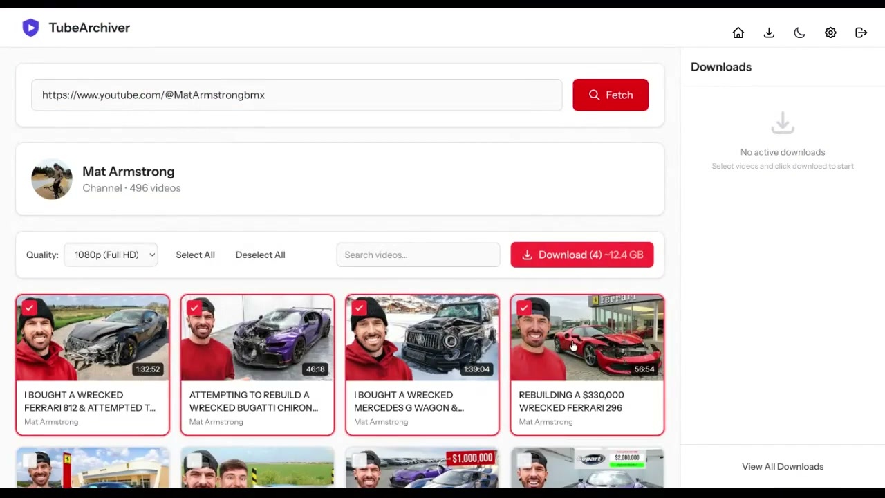 TubeArchiver screenshot 2